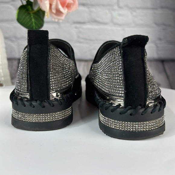 MUGUAN COMPANY - 1997 Black Silver Jeweled Slip On Flats - Picture 4 of 17